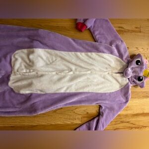 Purple and White Onesie with Red Cuffs